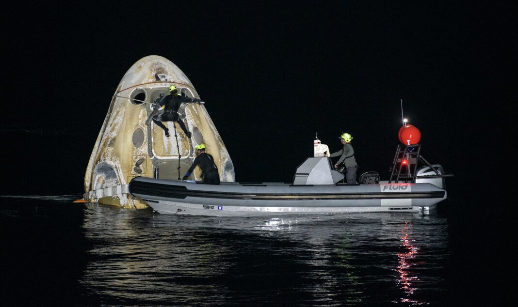 Splashdown marks end of long trip to space station