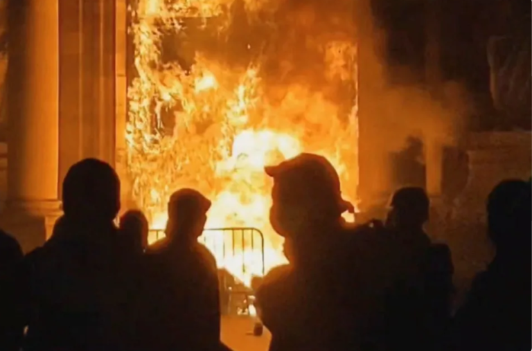 Bordeaux town hall set on fire in France pension protests