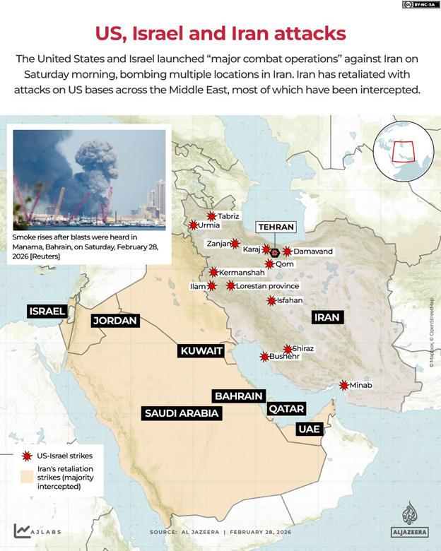 Mapping strikes – U.S. and Israeli attacks on Iran and Tehran’s retaliation